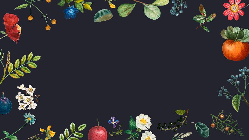 Flower fruit frame desktop wallpaper, editable design