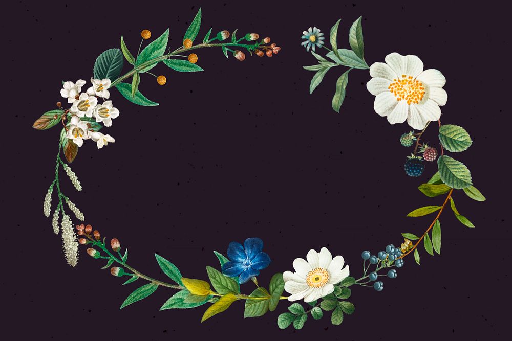 Floral oval frame aesthetic background, editable design