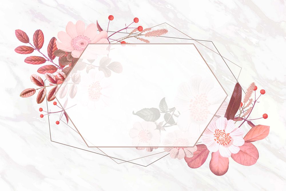 Pink flower frame aesthetic background, editable design