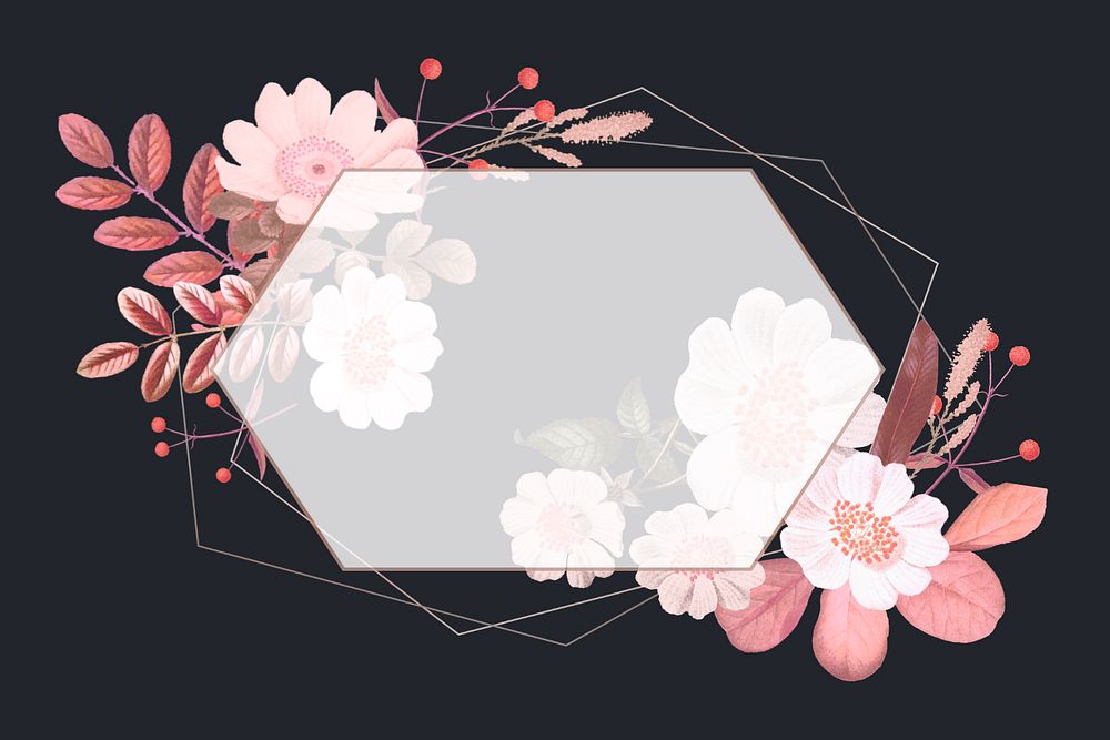 Pink flower frame aesthetic background, editable design