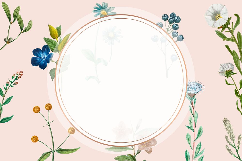 Botanical badge frame aesthetic background, editable design