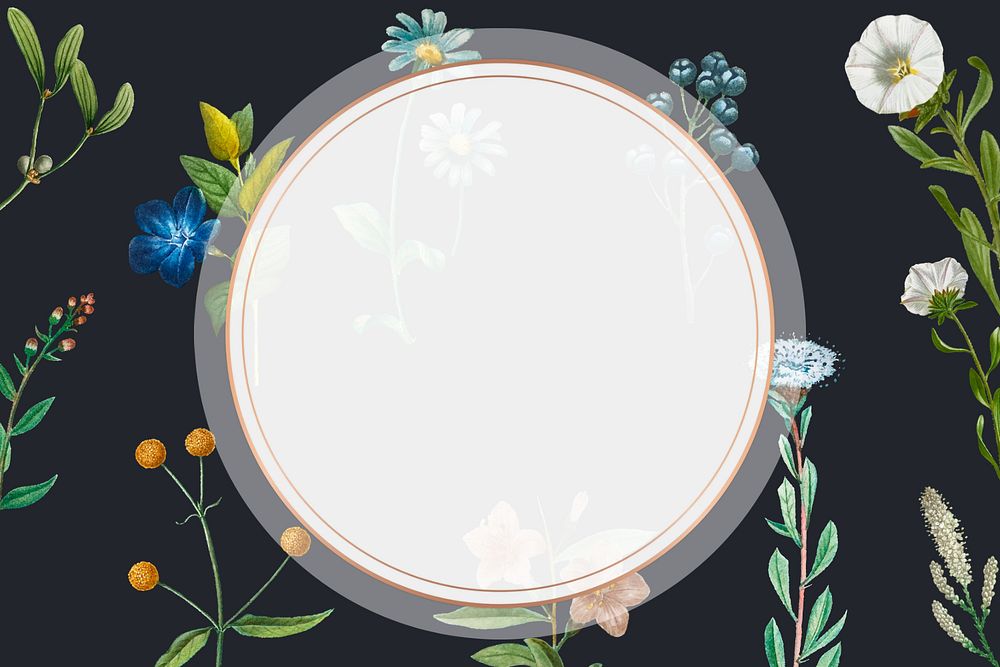 Botanical badge frame aesthetic background, editable design