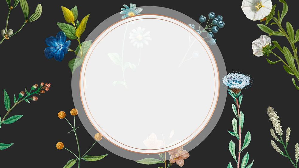 Botanical badge frame desktop wallpaper, editable design