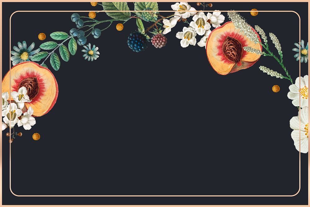 Flower peaches frame aesthetic background, editable design