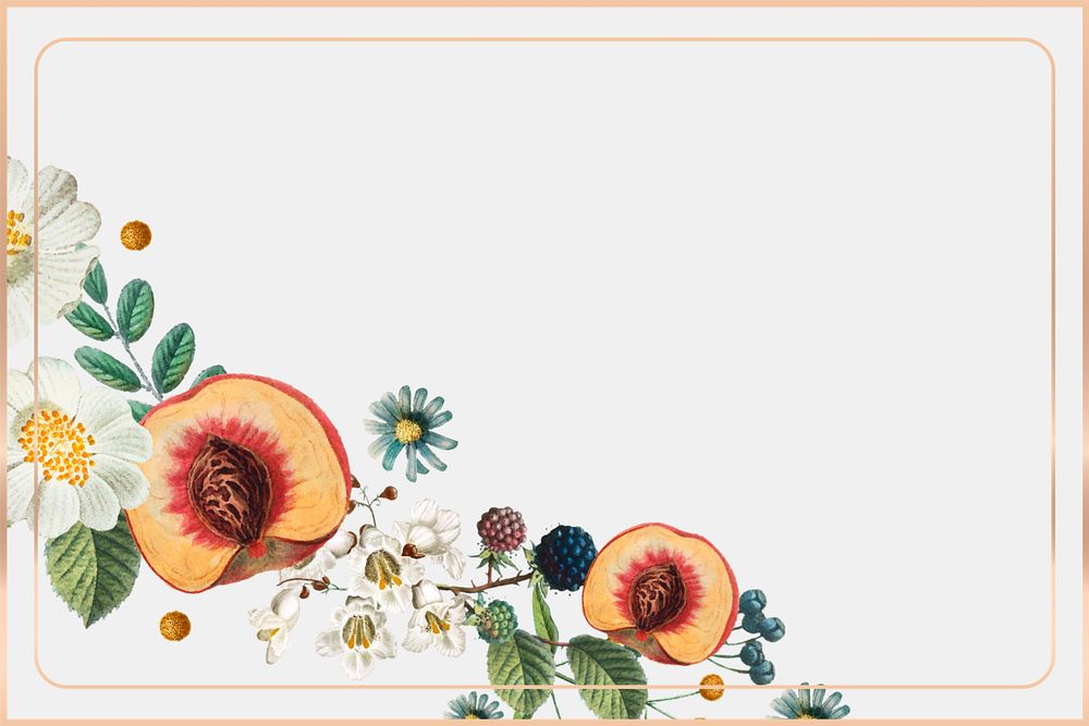 Flower peaches frame aesthetic background, editable design