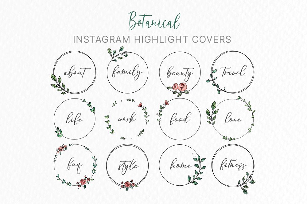 Botanical Instagram story highlight cover Premium Editable Design rawpixel