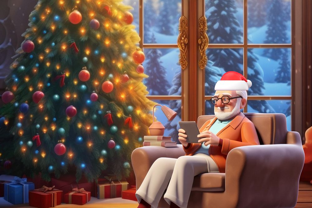 3D old man during Christmas  editable remix