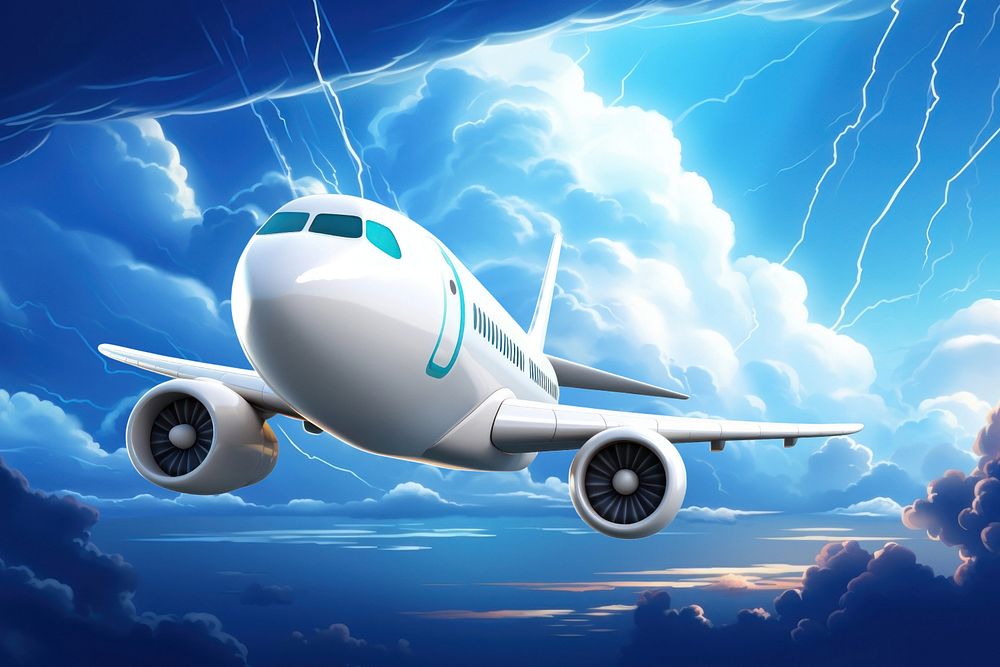 3D airplane flying in the storm  editable remix