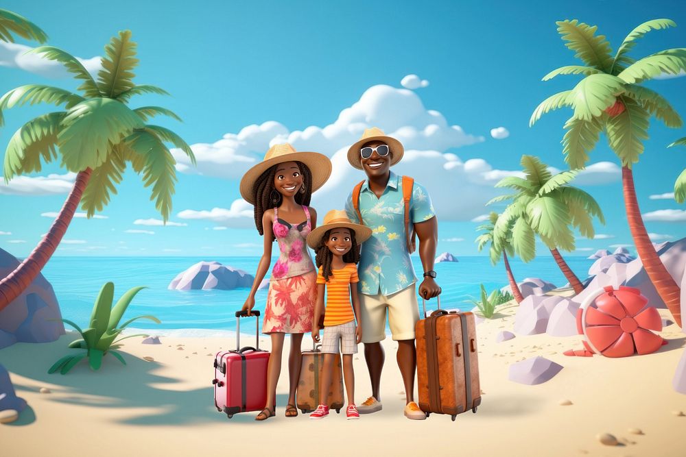 3D family going on vacation  editable remix