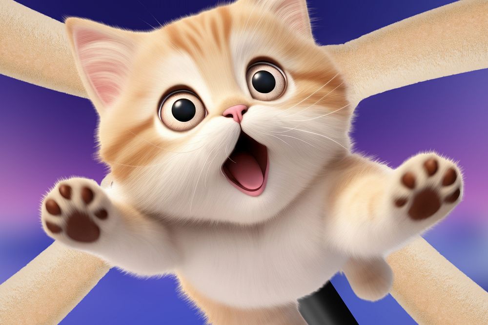 3D cute jumping cat  editable remix