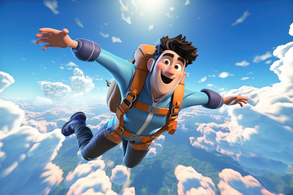 3D skydiving man, extreme sports  editable remix