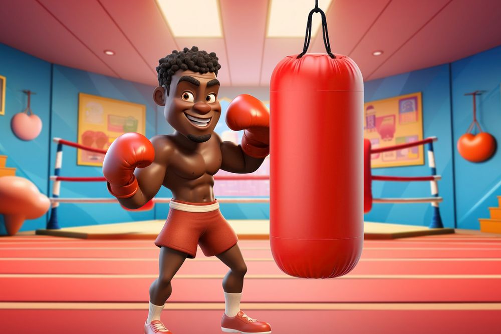 3D professional boxer, sports  editable remix