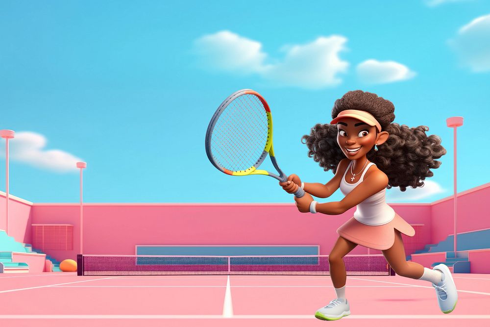 3D woman tennis player, sports  editable remix