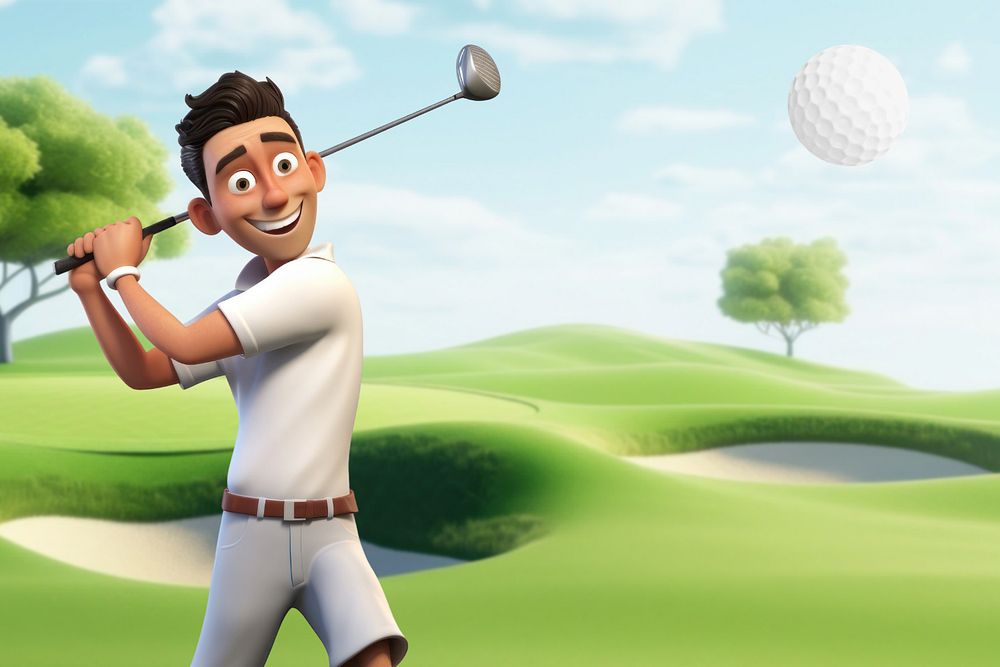 3D man golfer, sports  editable remix