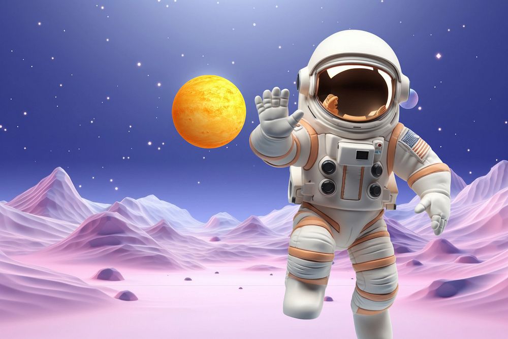 3D astronaut floating in space  editable remix