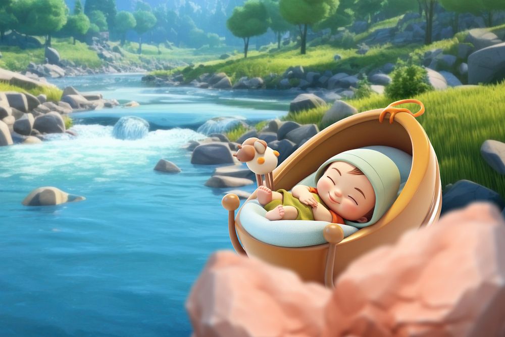 3D baby by the river  editable remix