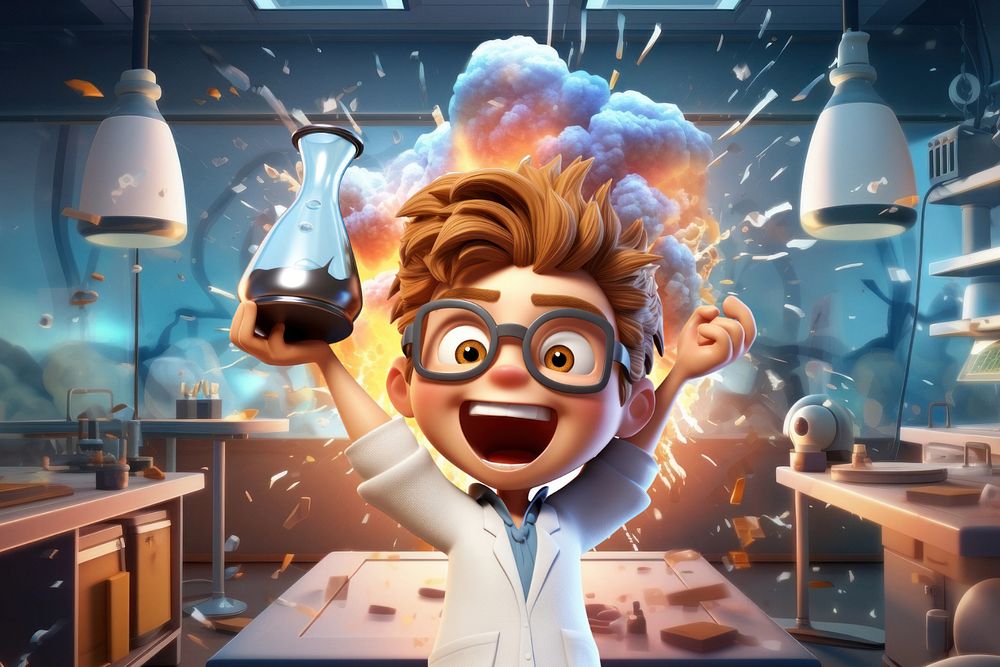 3D lab explosion, science experiment gone wrong  editable remix