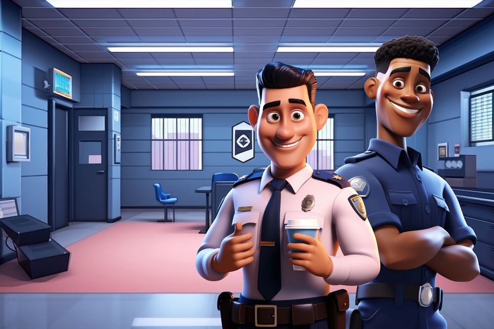 3D police officers smiling, jobs & profession  editable remix