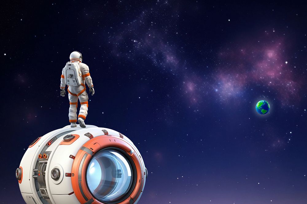 3D astronaut in space  editable remix