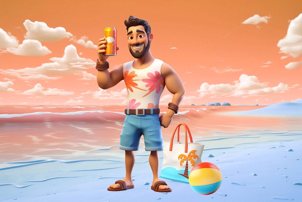 3D man on Summer vacation  editable remix