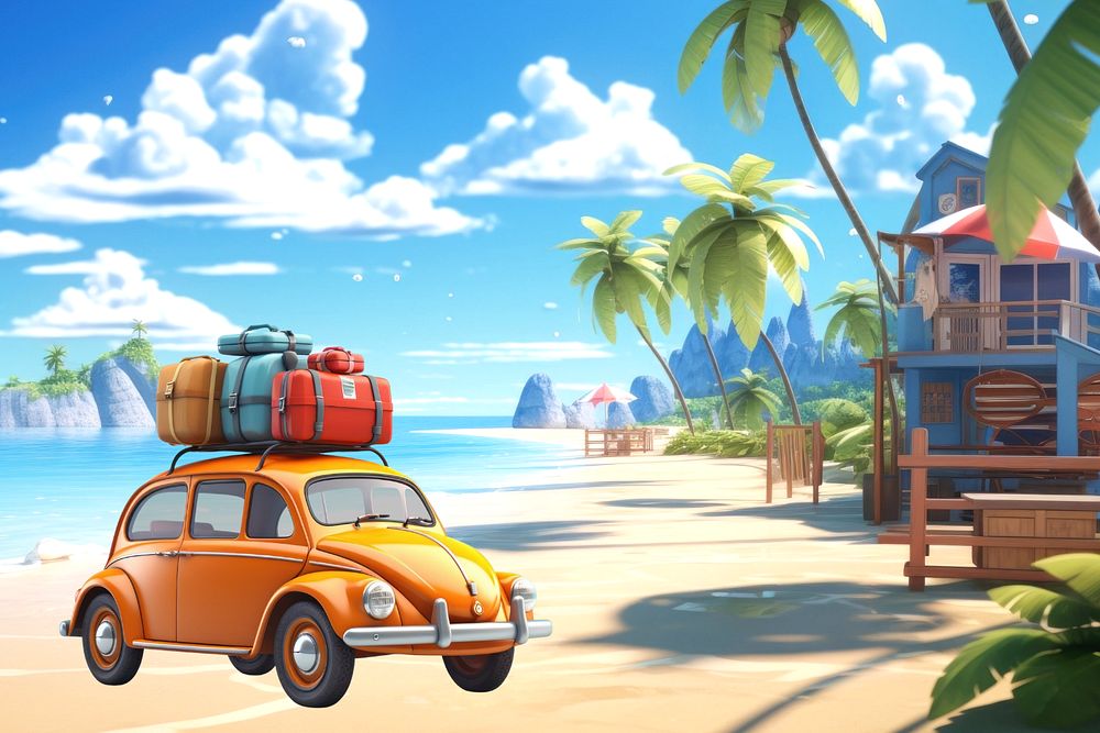 3D Summer vacation road trip  editable remix