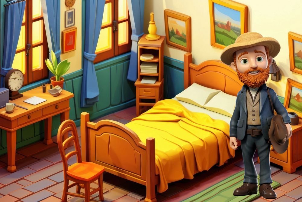 3D Vincent Van Gogh's Bedroom in Arles  editable remix