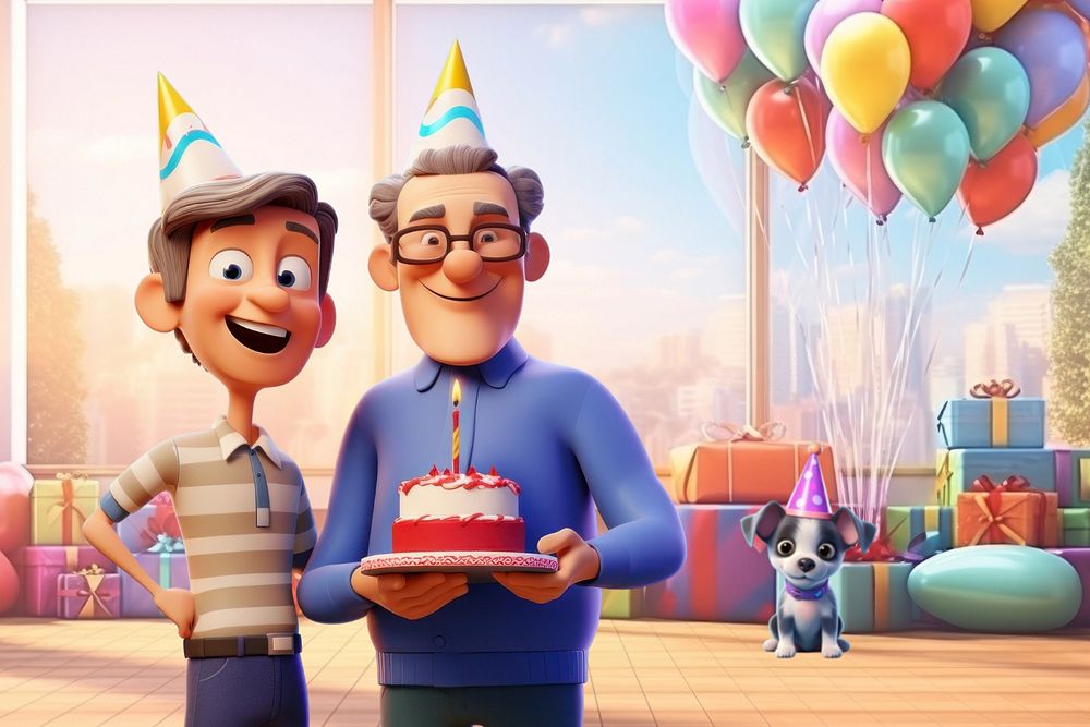 3D old man birthday party  editable remix