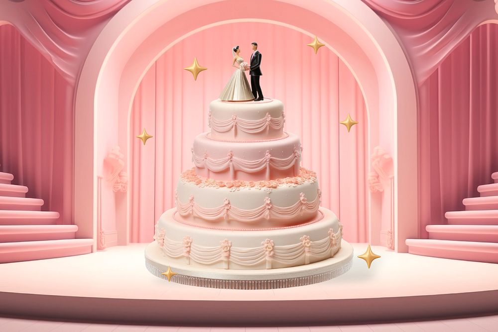 3D beautiful wedding cake  editable remix