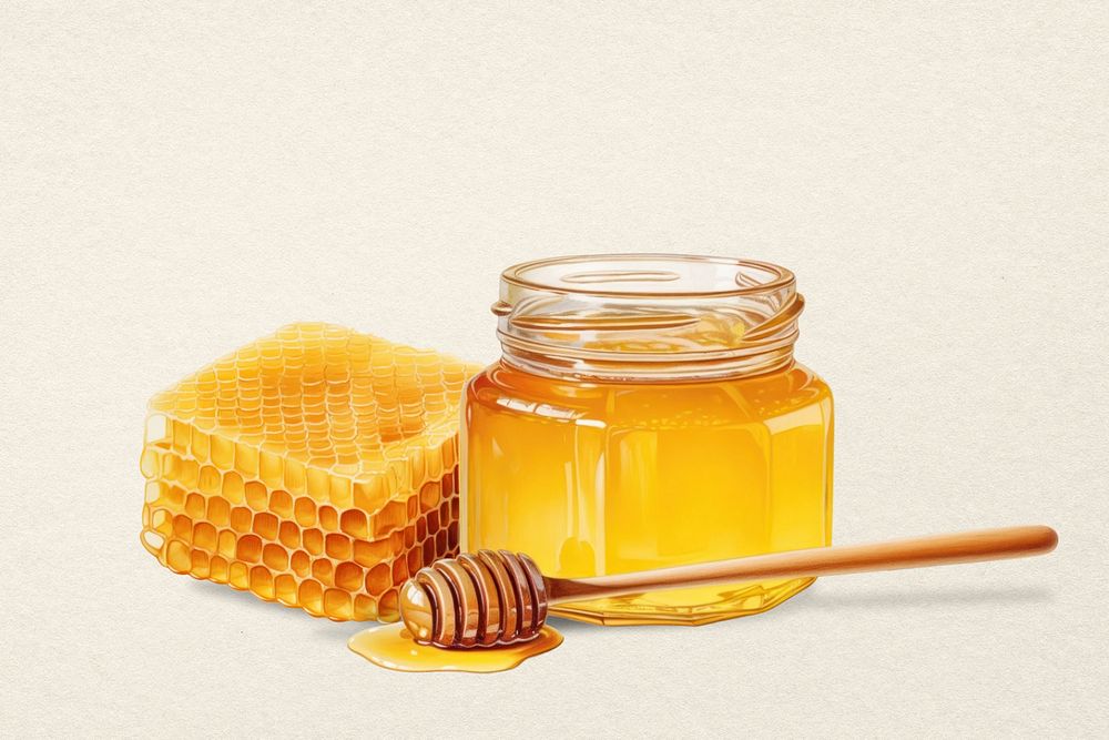 Editable honey jar, food digital art