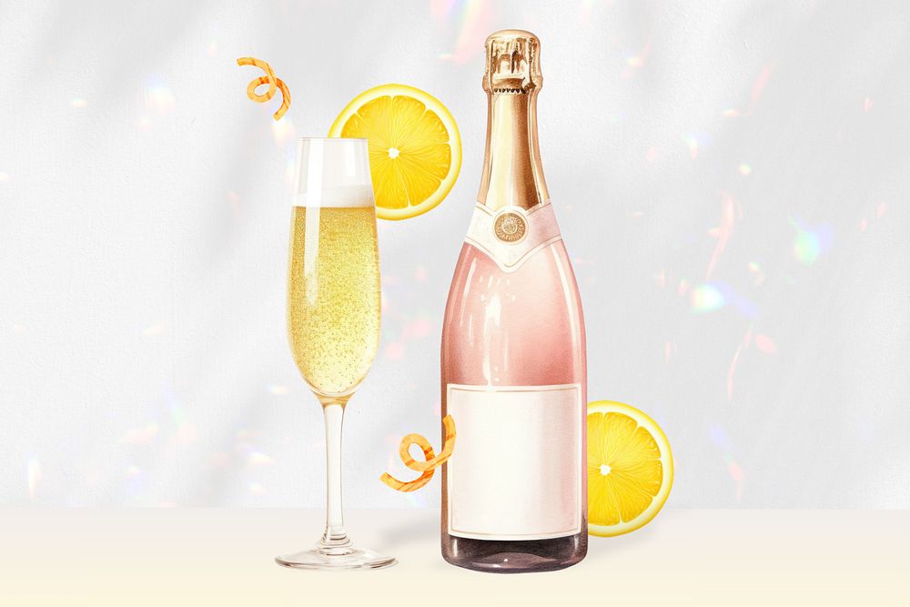 Editable party prosecco, food digital art