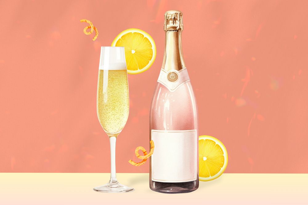 Editable party prosecco png element, food digital art