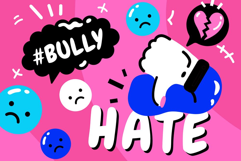 Cyber bullying, editable funky design