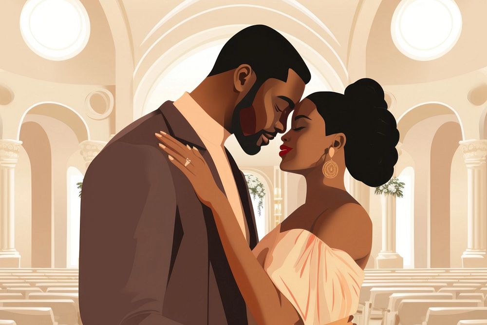 Romantic couple, editable aesthetic  illustration remix