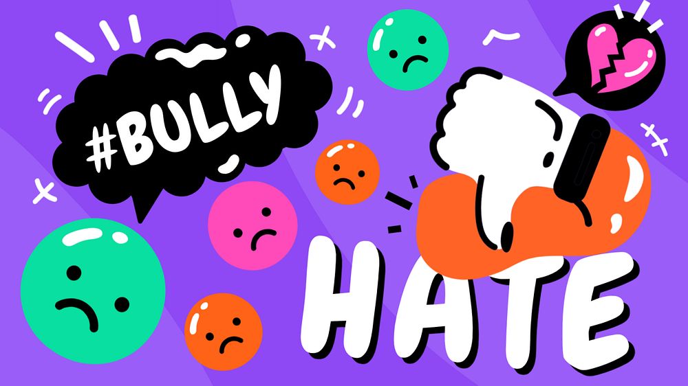 Anti-bullying desktop wallpaper, editable colorful design