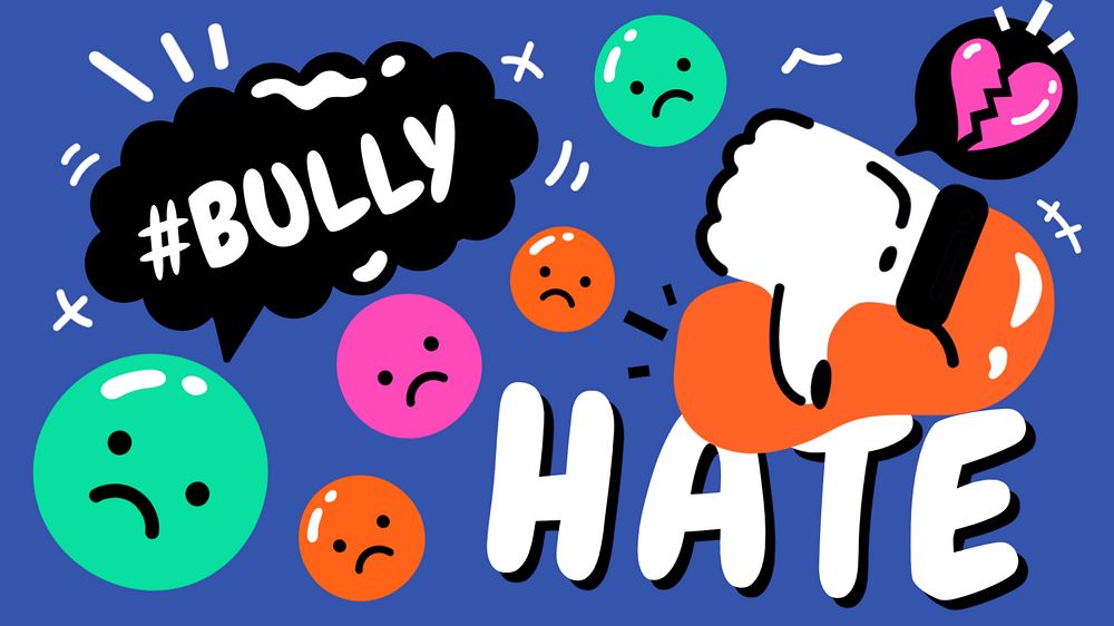 Anti-bullying desktop wallpaper, editable colorful design