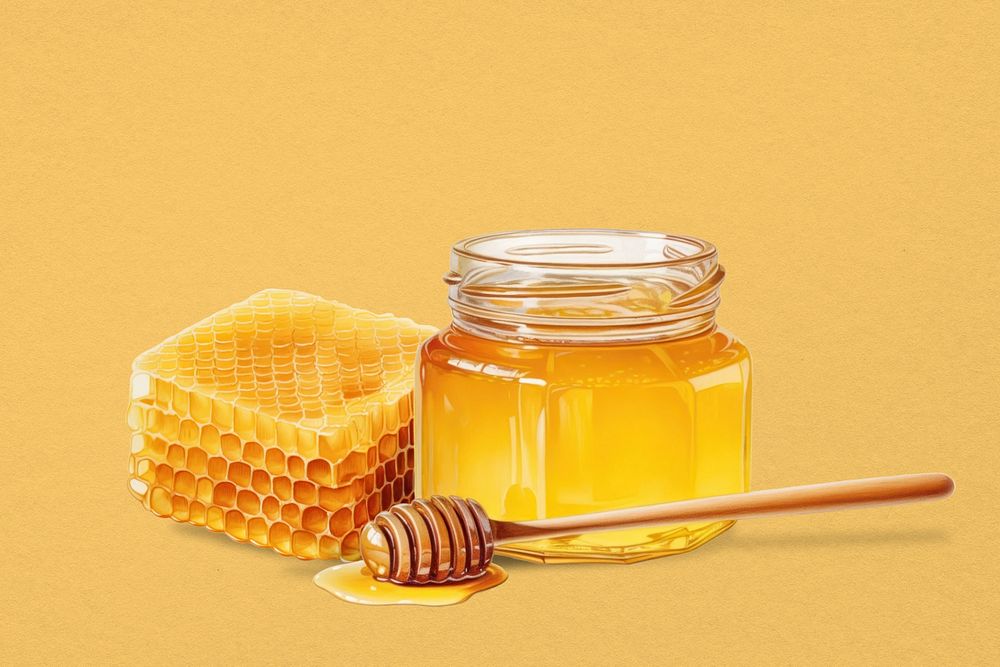 Editable honey jar, food digital art