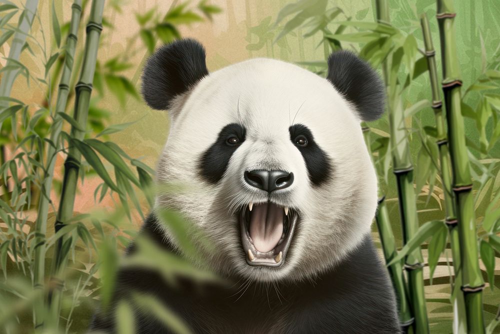 Panda bear roaring, editable wildlife remix