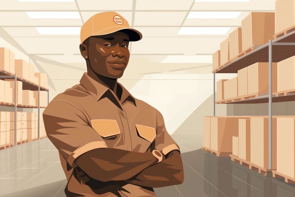 Parcel delivery man, jobs & occupation,  editable aesthetic  illustration