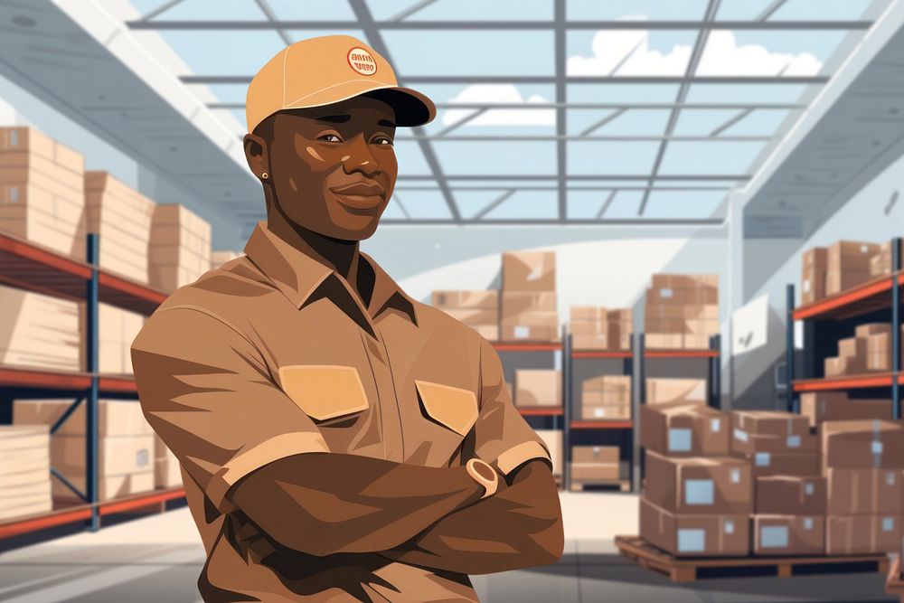 Parcel delivery man, jobs & occupation,  editable aesthetic  illustration