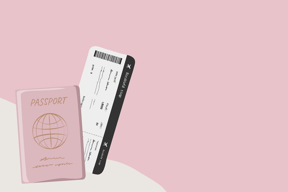 Passport ticket, aesthetic illustration, editable design