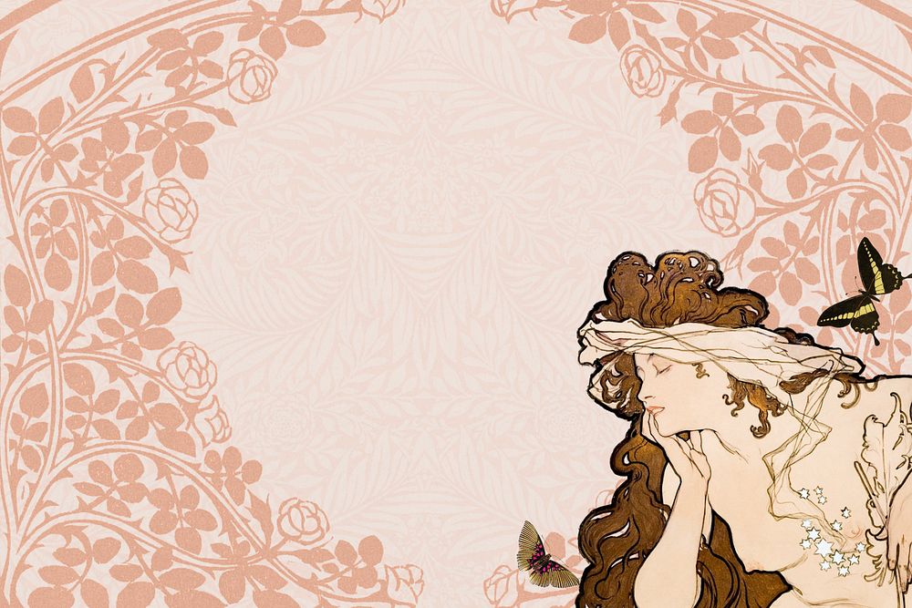 Salon des Cent background, Alphonse Mucha's famous artwork. Remixed by rawpixel.