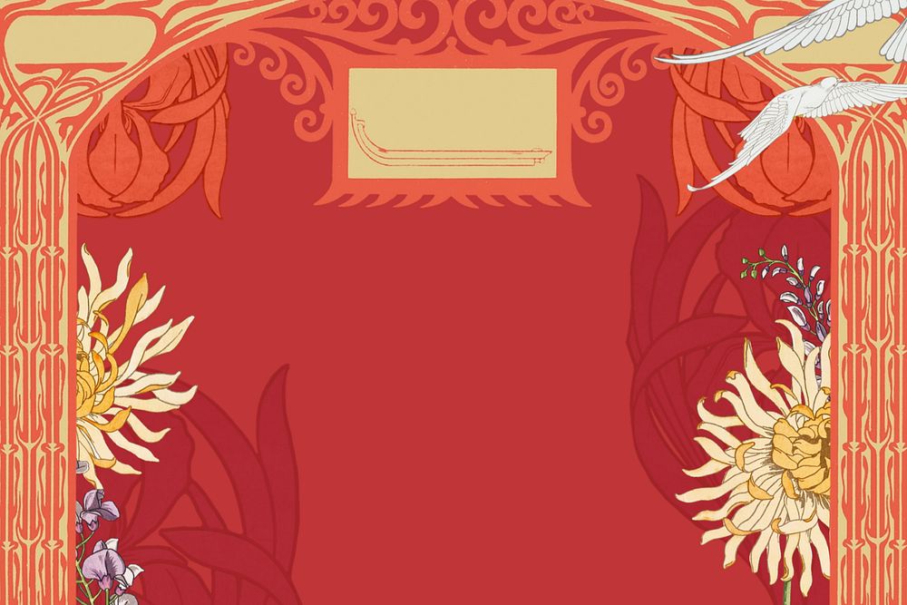 Art nouveau frame background, vintage flower illustration. Remixed by rawpixel.