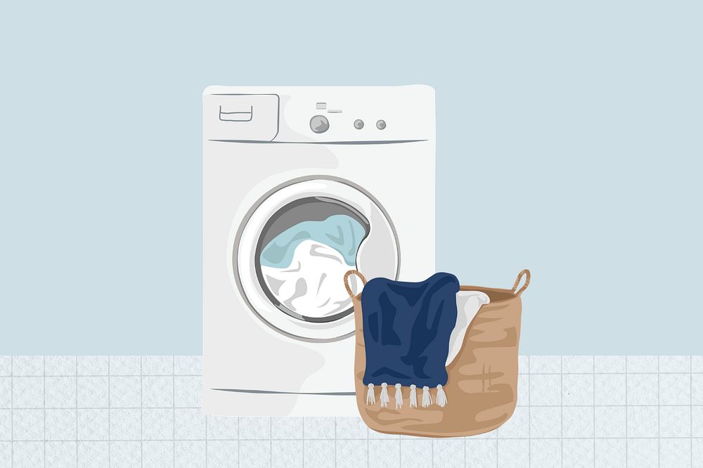 Laundry day, aesthetic illustration, editable design