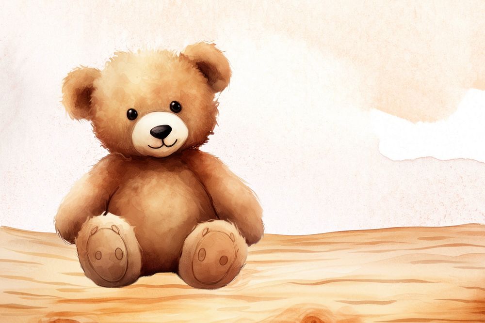 Watercolor teddy bear background, editable remix