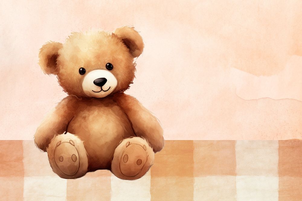 Watercolor teddy bear background, editable remix