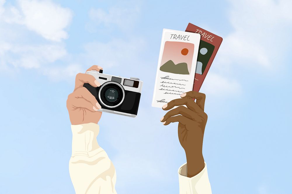 Travel guide, aesthetic illustration, editable design