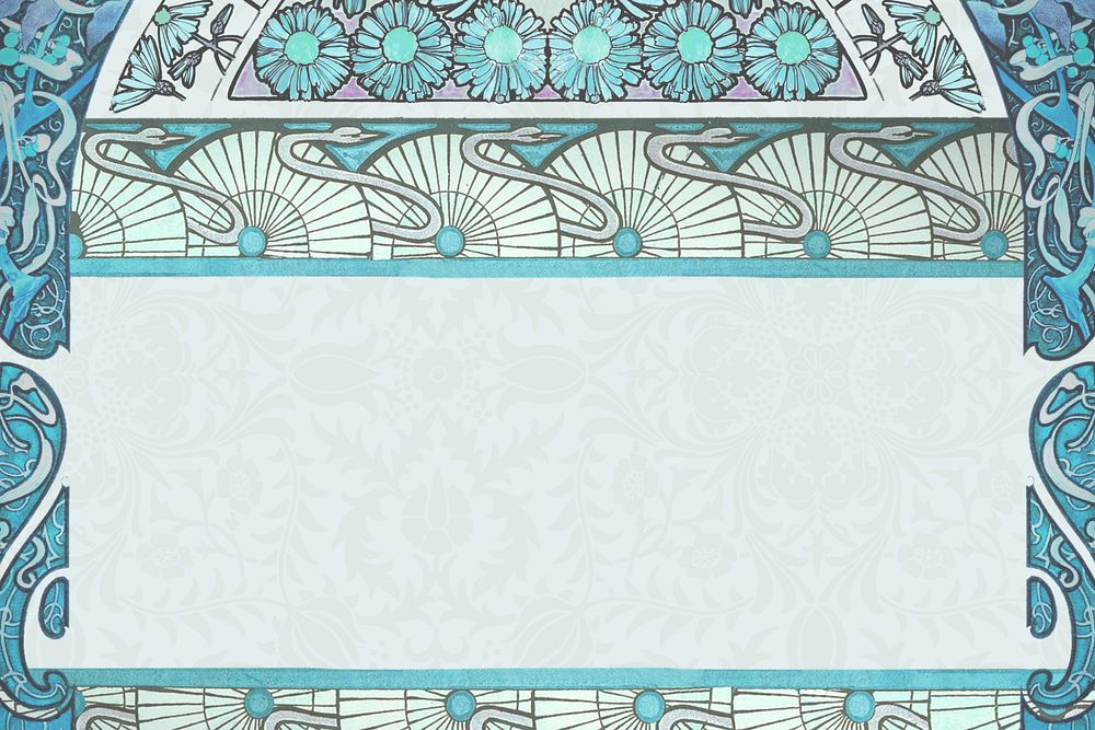 Blue ornate flower frame background, art nouveau illustration. Remixed by rawpixel.