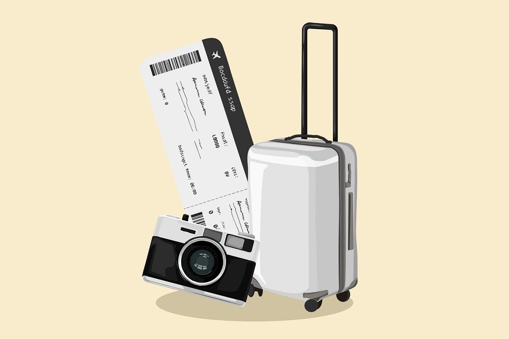 Travel essentials, aesthetic illustration, editable design