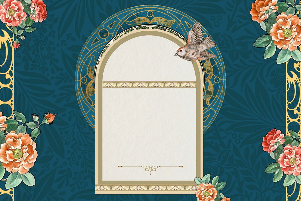 Art nouveau frame background, vintage flower ornament. Remixed by rawpixel.