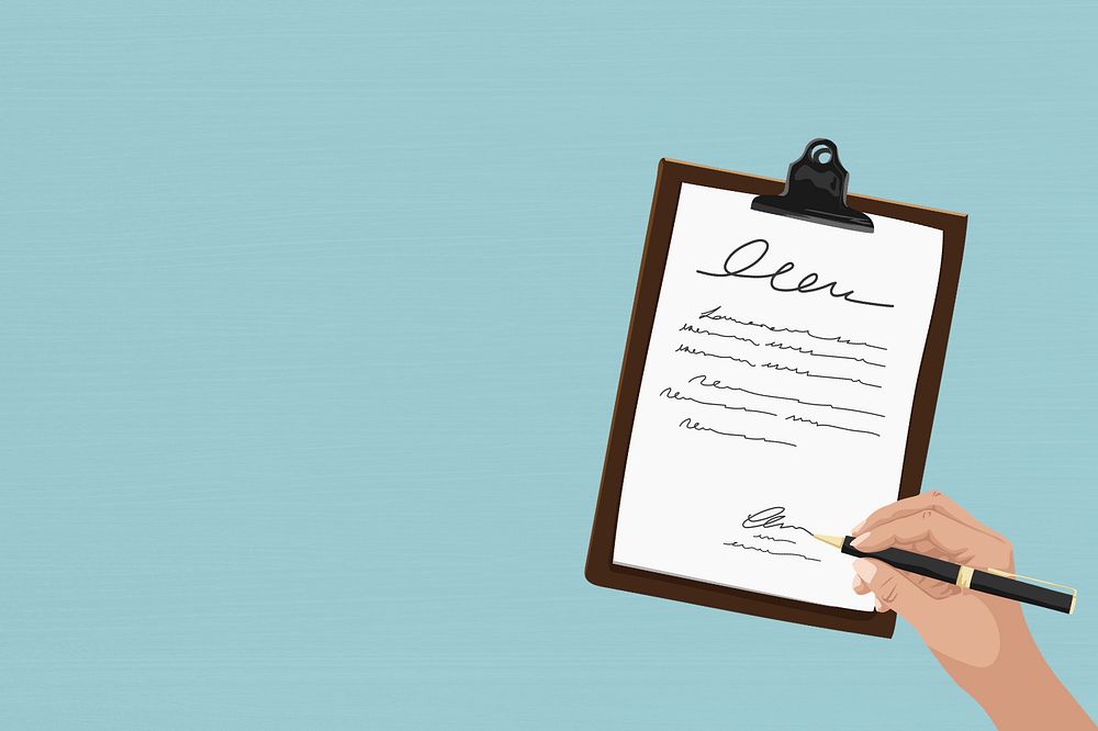 Contract signing, aesthetic illustration, editable design
